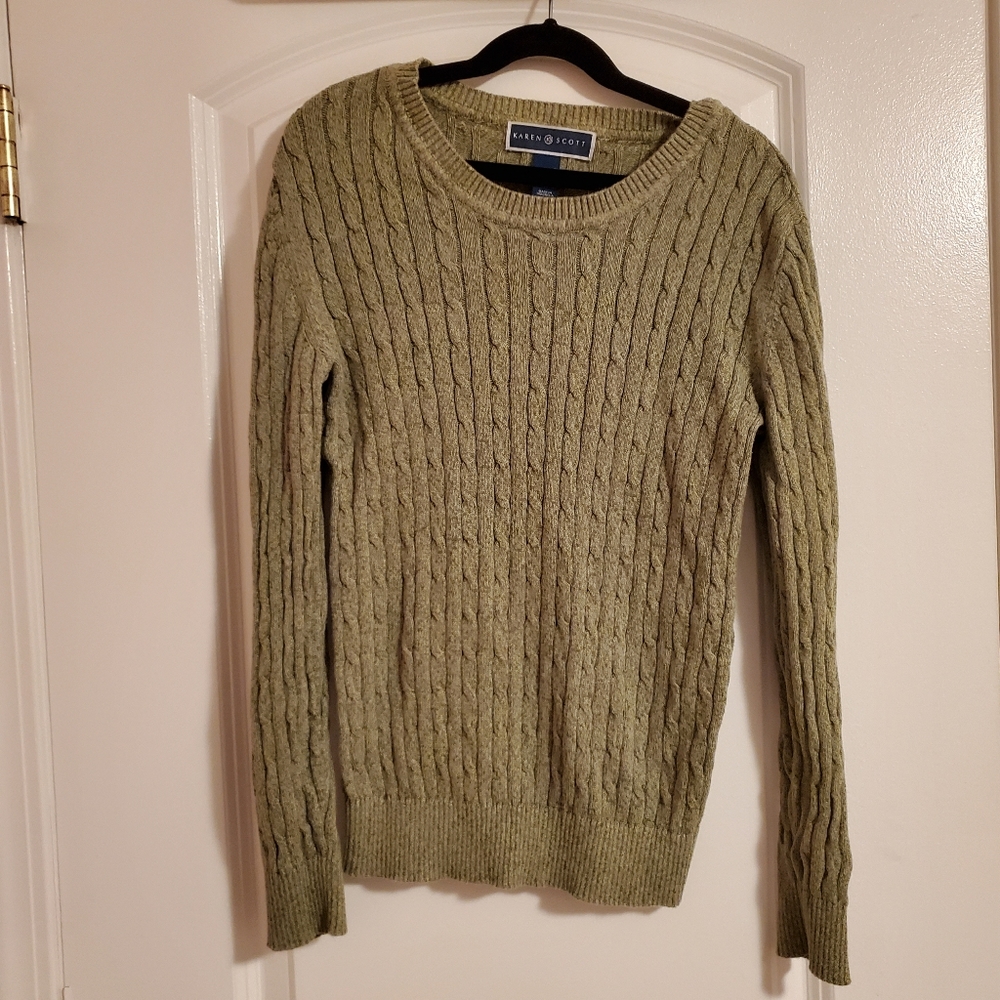 Green Cable Knit Sweater